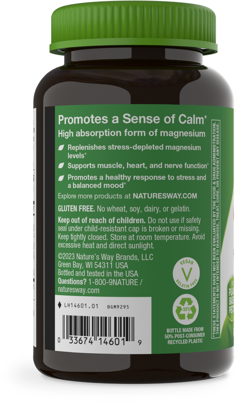 <{%360IMAGE5_14601%}>Nature's Way® | Magnesium Gummy - left side of pack