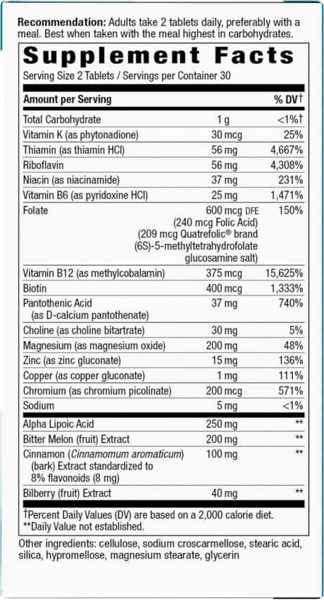 Nature's Way® | Blood Sugar Manager Tablets - right side of pack