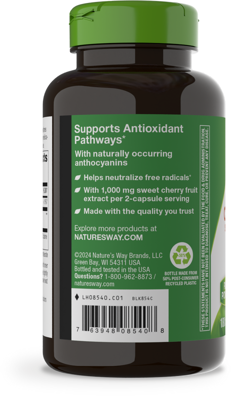 <{%360IMAGE2_08540%}>Nature's Way® | Cherry Fruit Sweet Cherry Extract - left side of pack