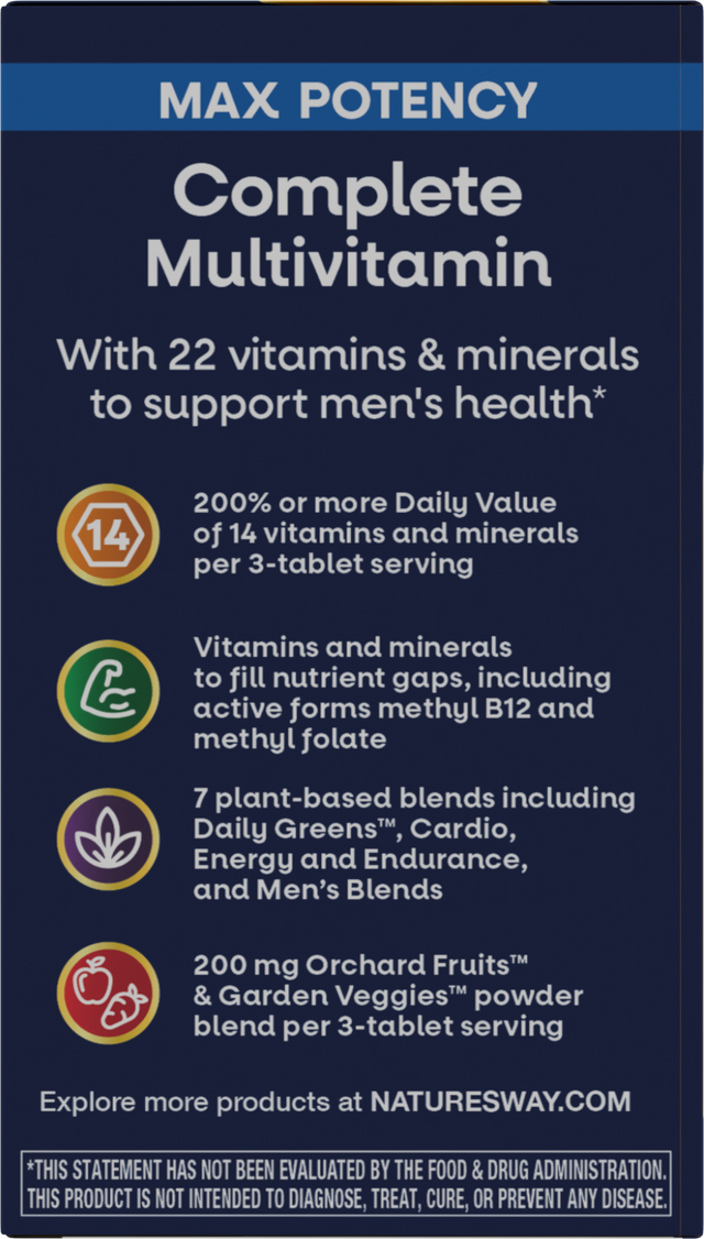 Nature's Way® | Alive! Max3 Potency Men's Complete Multivitamin Tablets - left side of pack