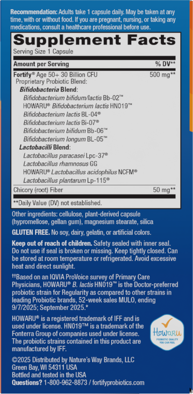 <{%360IMAGE1_10293%}>Nature's Way® | Fortify Daily Pre+Probiotic Adults 50+ - right side of pack