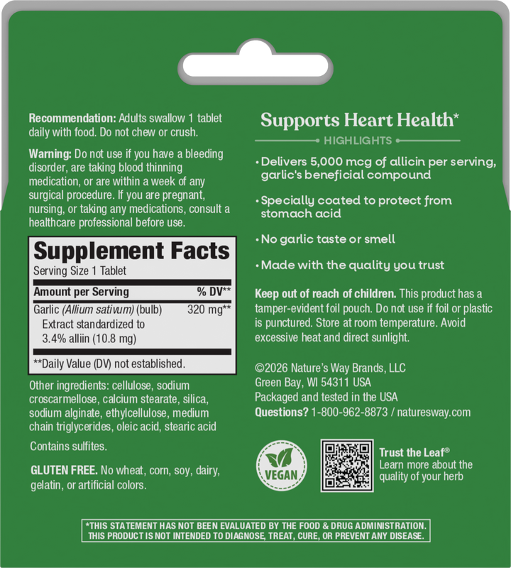 <{%360IMAGE5_08503%}>Nature's Way® | Garlinase 5000 - back of pack