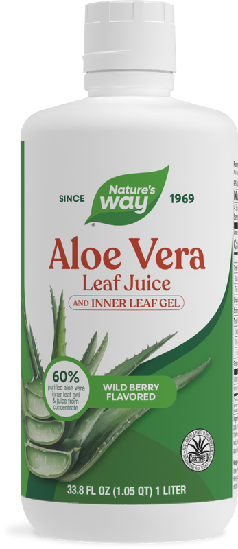 <{%PRIMARY_14282%}>Nature's Way® | Aloe Vera Inner Leaf Gel & Juice, 33.8 fl oz (1 l), Wild Berry