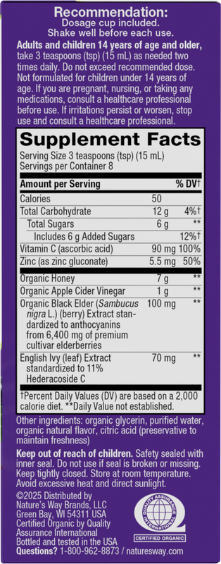 <{%360IMAGE1_13313%}>Nature's Way® | Sambucus Cough +♢ Immune* Elderberry Syrup - right side of pack