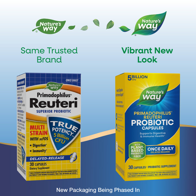 Nature's Way® | Primadophilus Reuteri Probiotics - package updates old to new