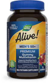 Nature's Way® | Alive! Premium Men's 50+ Gummy Multivitamin, 75 gummies, Orange, Grape, and Cherry