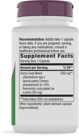 Nature's Way® | Horny Goat Weed Standardized Extract - right side of pack