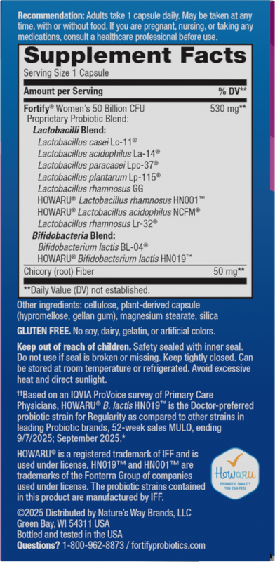 <{%360IMAGE1_11581%}>Nature's Way® | Fortify Women's Daily Pre+Probiotic - right side of pack