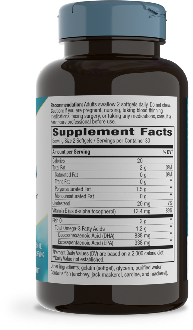 Nature's Way® | Mega-DHA Premium Fish Oil - right side of pack