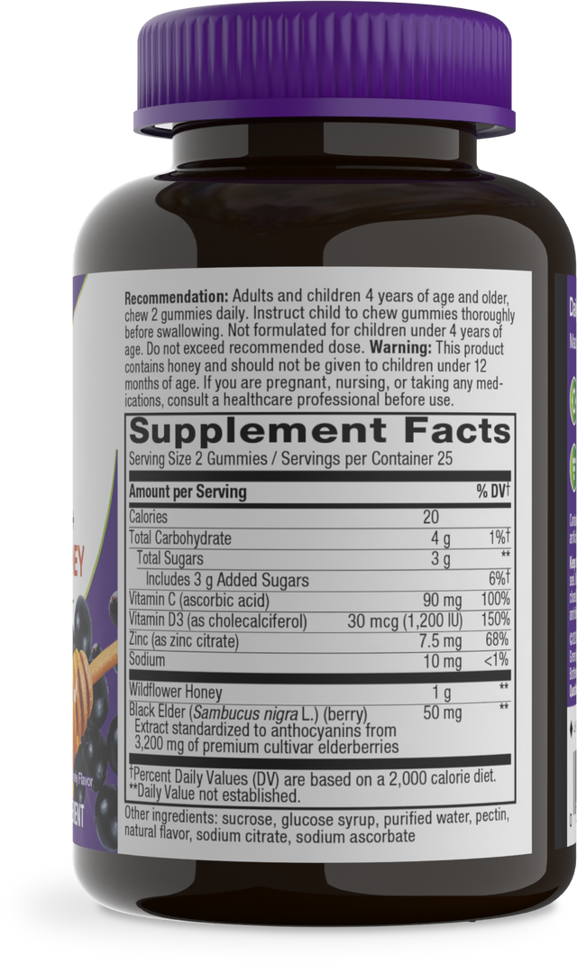 Nature's Way® | Sambucus Elderberry + Wildflower Honey Immune Gummy - right side of pack