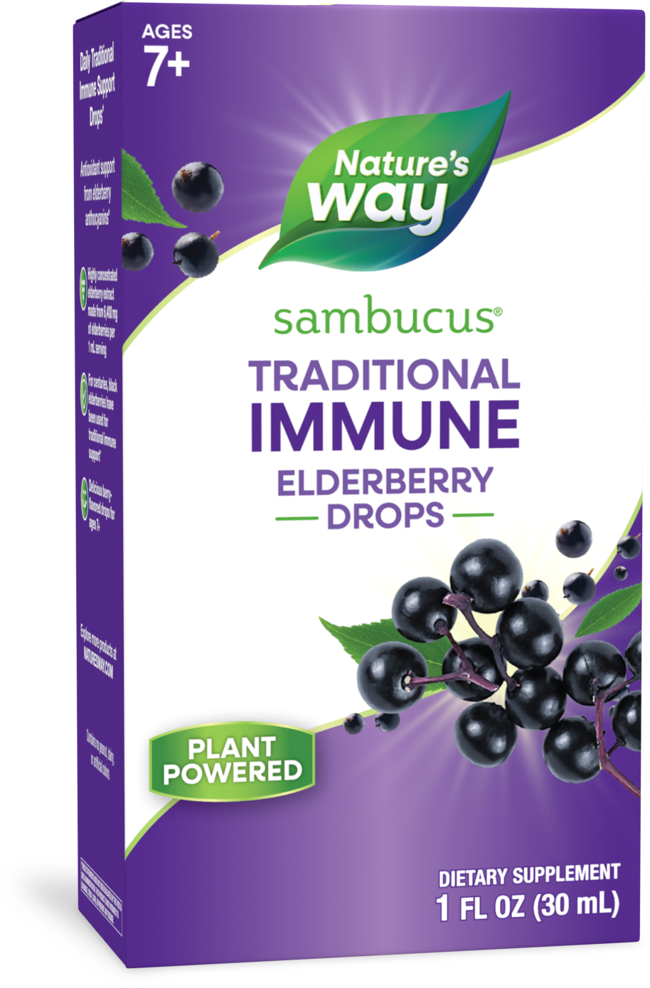 Nature's Way® | Sambucus Traditional Immune Elderberry Drops, 1 fl oz (30 ml), Elderberry