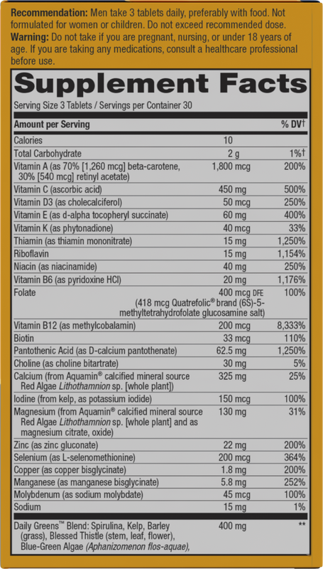 Nature's Way® | Alive! Max3 Potency Men's Complete Multivitamin Tablets - right side of pack