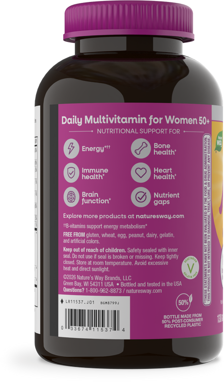 <{%360IMAGE5_11537%}>Nature's Way® | Alive! Women's 50+ Gummy Multivitamin - left side of pack