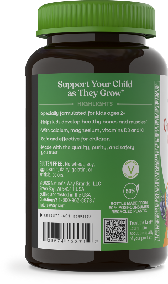 Nature's Way® | Kids Growing Bones & Muscles Gummies - left side of pack