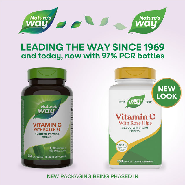 Nature's Way® | Vitamin C with Rose Hips - package updates old to new