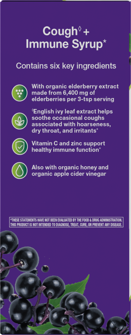 Nature's Way® | Sambucus Cough +♢ Immune* Elderberry Syrup - left side of pack