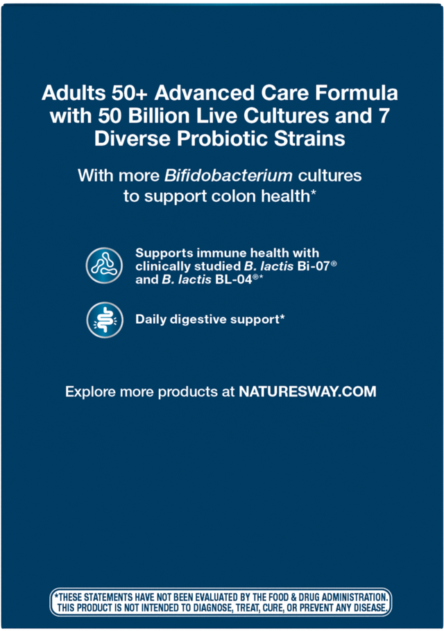 Nature's Way® | Fortify Optima Adult 50+ 50 Billion Probiotic - back of pack