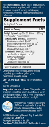 Nature's Way® | Fortify Optima Adult 50+ 50 Billion Probiotic - right side of pack