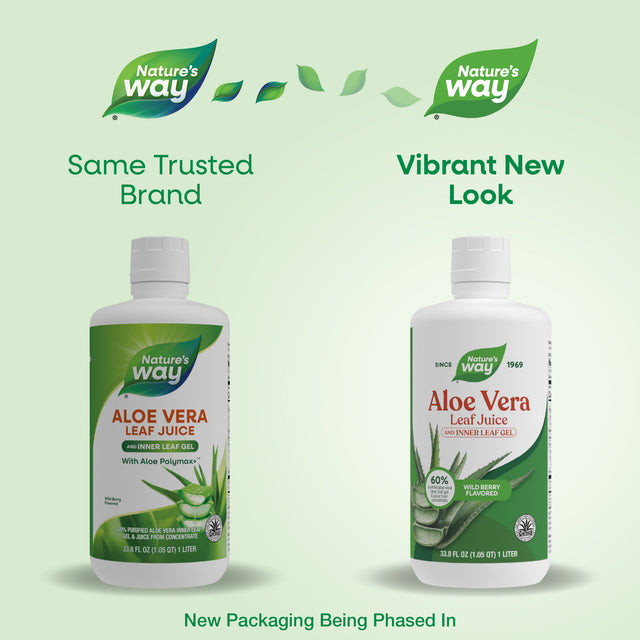 Nature's Way® | Aloe Vera Inner Leaf Gel & Juice - package updates old to new