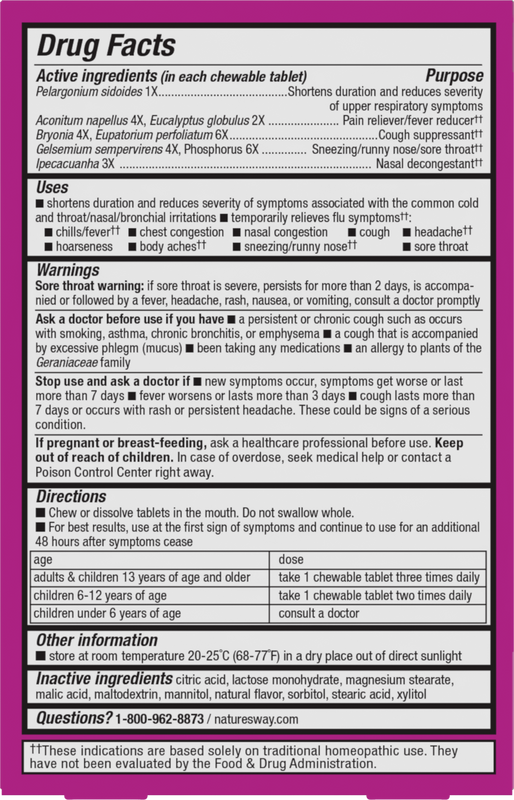 Nature's Way® | Umcka Cold & Flu Relief Chewables - back of pack