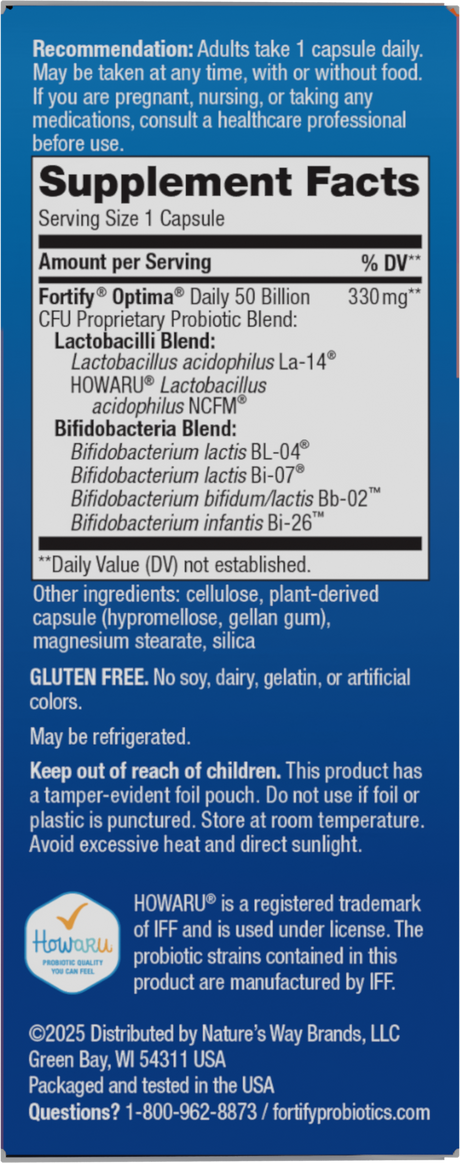 <{%360IMAGE1_10337%}>Nature's Way® | Fortify Optima Advanced Care Probiotic - right side of pack