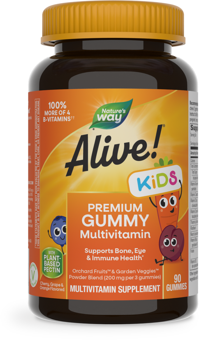 Nature's Way® | Alive! Premium Kids Gummy Multivitamin, 90 gummies, Cherry, Orange & Grape