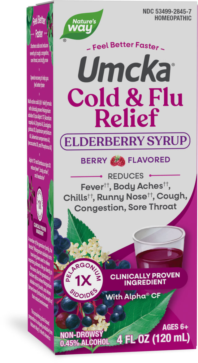 Nature's Way® | Umcka Cold & Flu Relief Elderberry Syrup, 4 fl oz (120 ml), Berry