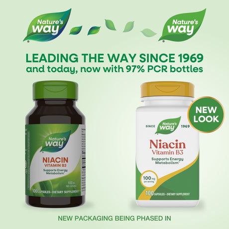 Nature's Way® | Niacin Vitamin B3 - package updates old to new