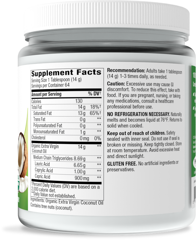 Nature's Way® | Organic Extra Virgin Coconut Oil - right side of pack