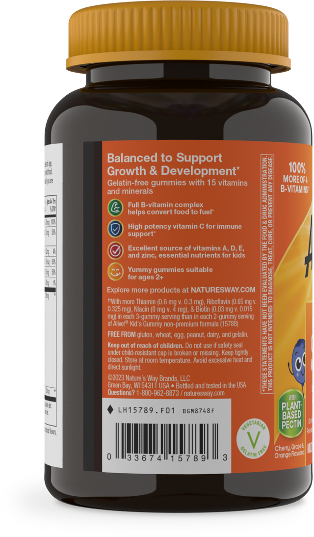 Nature's Way® | Alive! Premium Kids Gummy Multivitamin - left side of pack