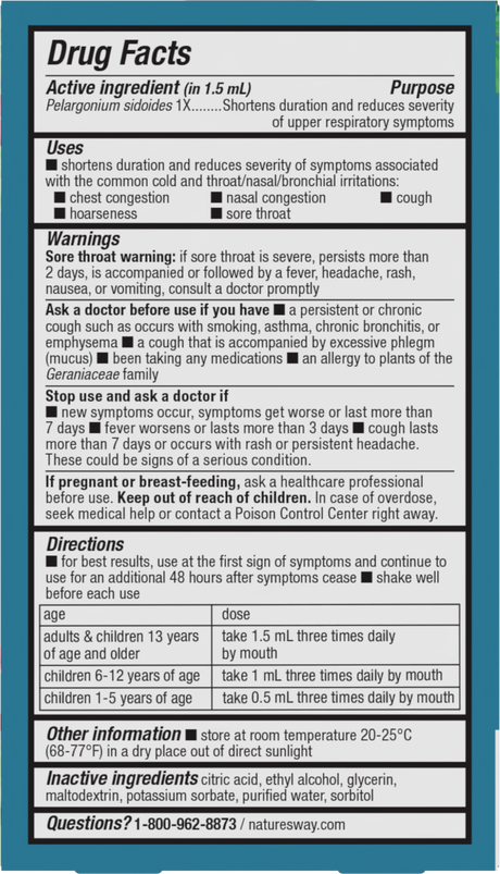 Nature's Way® | Umcka Cold Relief Drops - back of pack