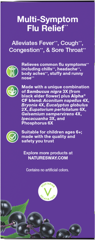 Nature's Way® | Sambucus Flu Relief** Elderberry Syrup - left side of pack