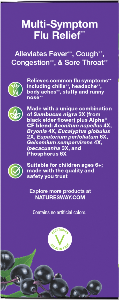 Nature's Way® | Sambucus Flu Relief** Elderberry Syrup - left side of pack