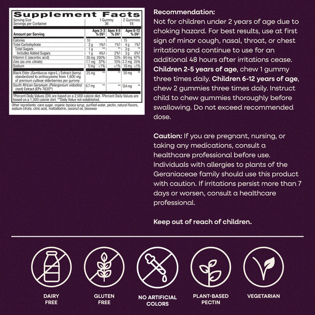 Nature's Way® | Sambucus Kids Cough Relief +♢ Immune* Elderberry Gummies