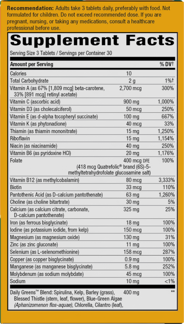 Nature's Way® | Alive! Max3 Potency Adult Complete Multivitamin - right side of pack