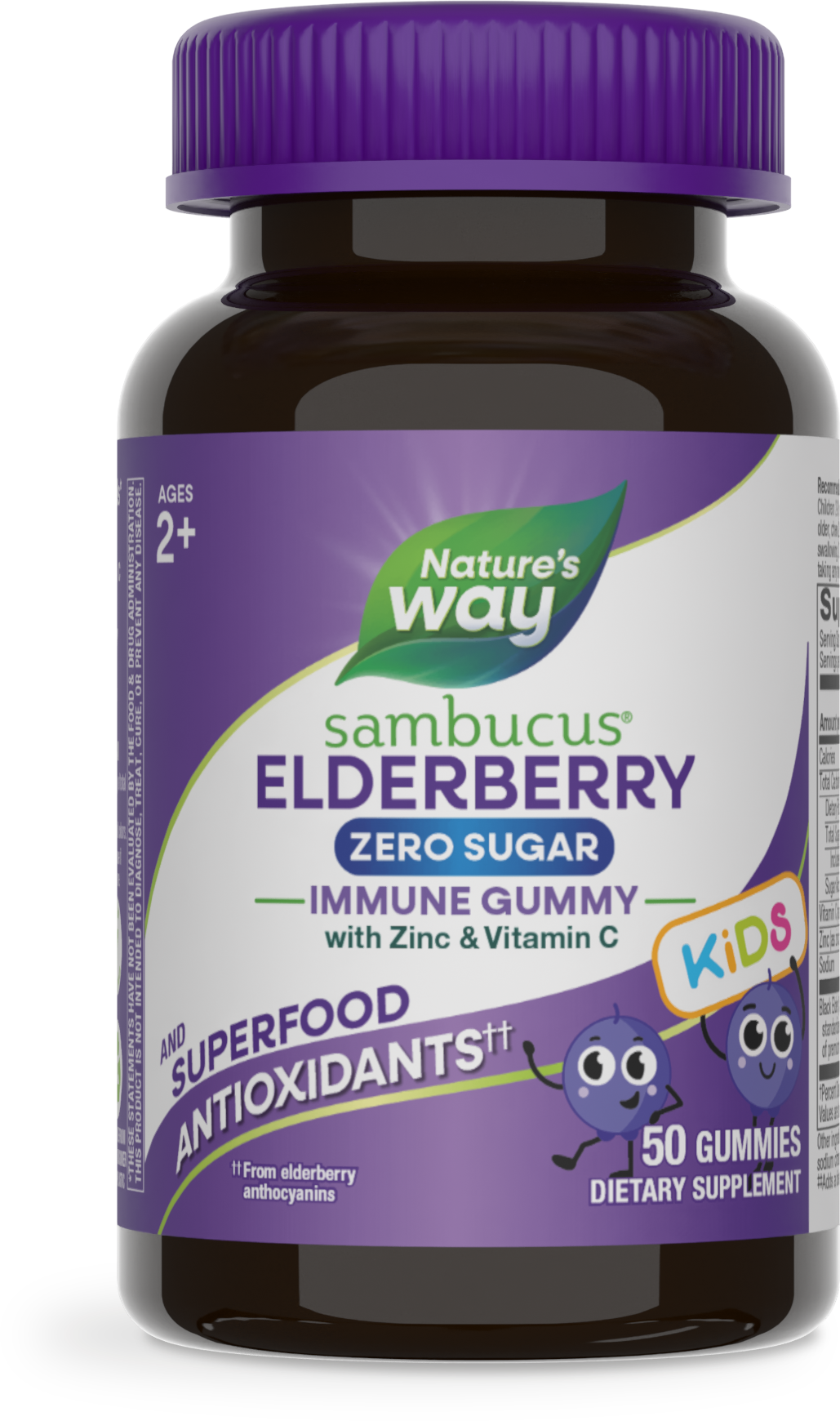 Nature's Way® | Sambucus Elderberry Zero Sugar Immune Gummies for Kids, 50 gummies, Elderberry