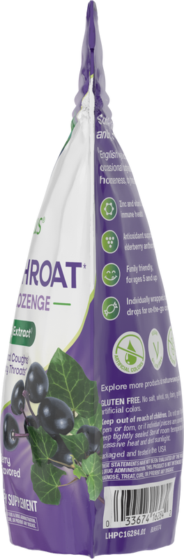 <{%360IMAGE3_16284%}>Nature's Way® | Sambucus Cough◊ + Throat* Elderberry Lozenge - left side of pack