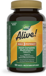 Nature's Way® | Alive! Max3 Potency Adult Complete Multivitamin-No Added Iron, 180 tablets