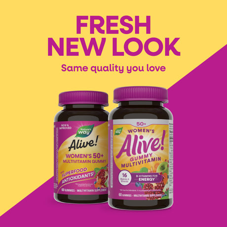 Nature's Way® | Alive! Women's 50+ Gummy Multivitamin - package updates old to new