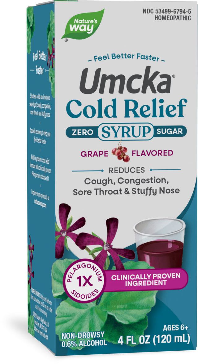 Nature's Way® | Umcka Zero Sugar Cold Relief Syrup, 4 fl oz (120 ml), Grape