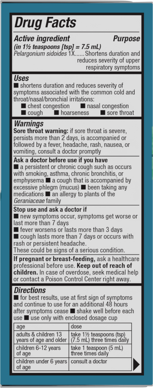 Nature's Way® | Umcka Zero Sugar Cold Relief Syrup - right side of pack