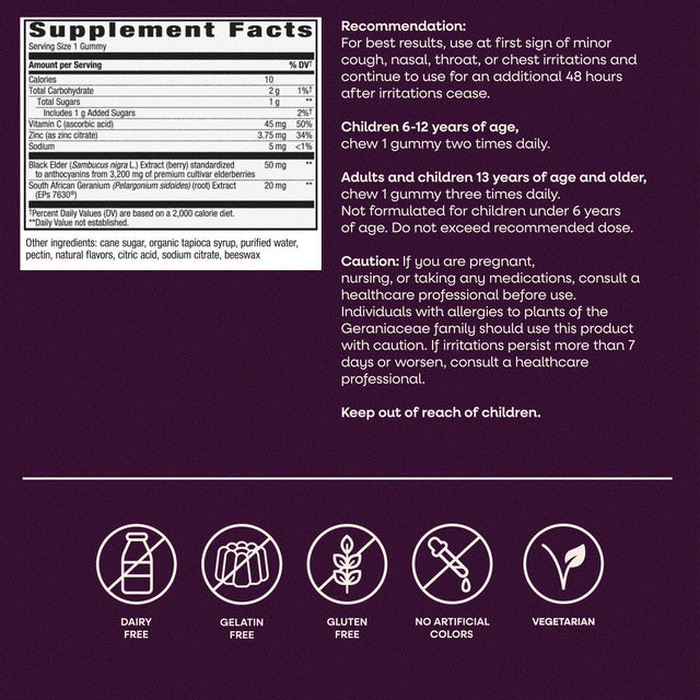 Nature's Way® | Sambucus Cough Relief +♢ Immune* Elderberry Gummies