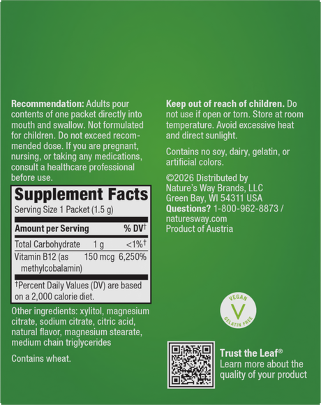 Nature's Way® | Vitamin B12 On The Go FastActives - back of pack