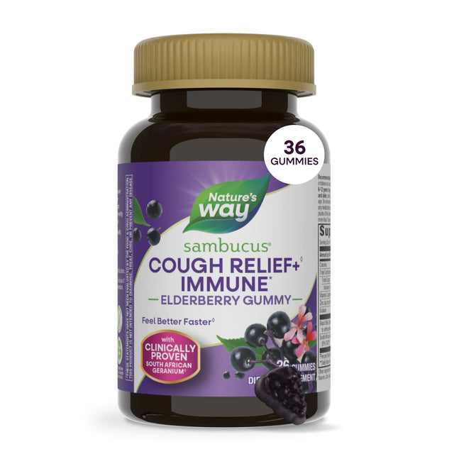 Nature's Way® | Sambucus Cough Relief +♢ Immune* Elderberry Gummies