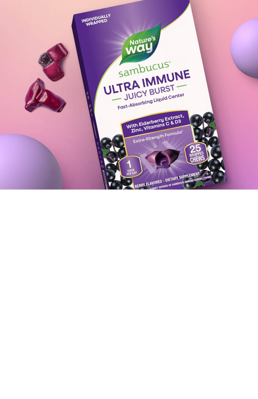 Sambucus Ultra Immune Juicy Burst pack and product
