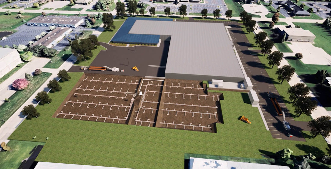 Aerial view of our geothermal project at our Challenger manufacturing plant and office 