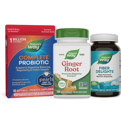 Digestive Bundle (Pearls Complete Probiotic, Ginger Root, Fiber Delights)