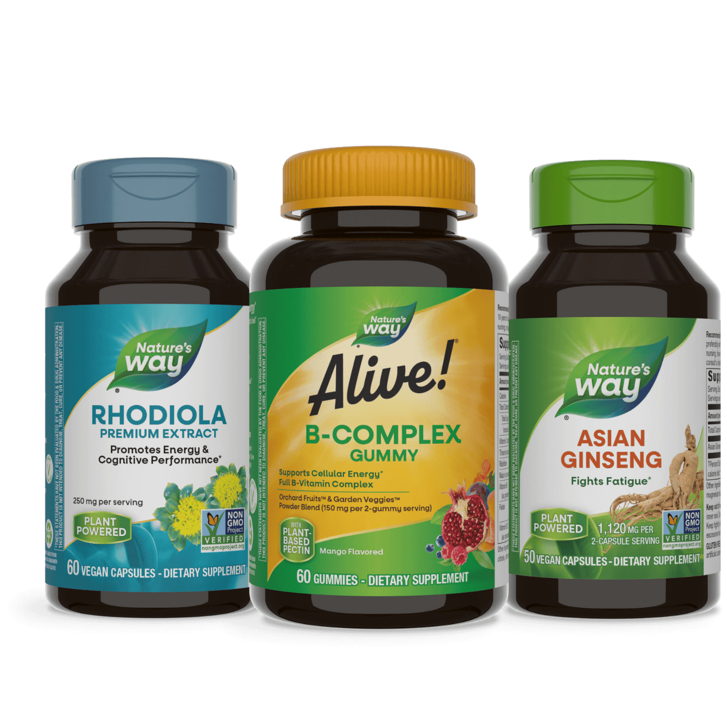 Energy & Vitality Bundle (Rhodiola, Alive B-Complex, AsianGenseng)