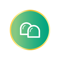 Green circle with a white icon of two gummies on a white background