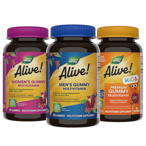 Natures's Way Alive Womens gummy, Alive mens gummy, and alive kids premium gummy  Sku:BUNDLE